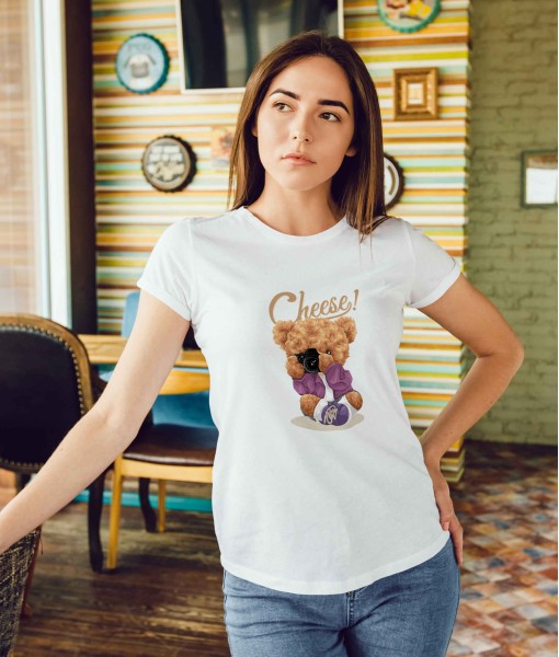 Дамска тениска с щампа Мечета Taking picture bear